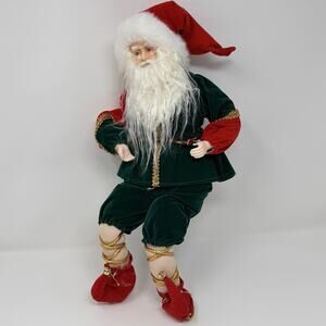 19” Smithsonian Institution Claus Figure Statue Bendable Velvet VTG Holiday